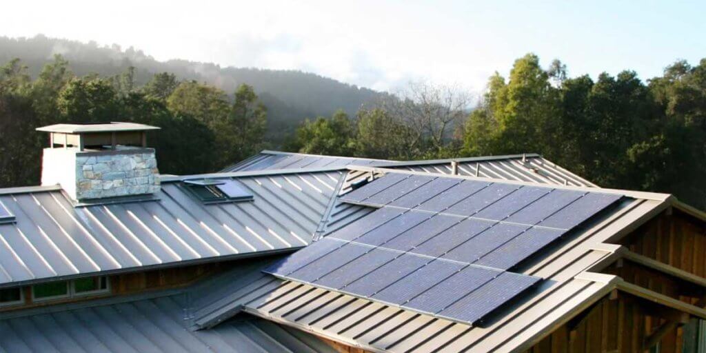 Wooden Roof With Solar Panels 